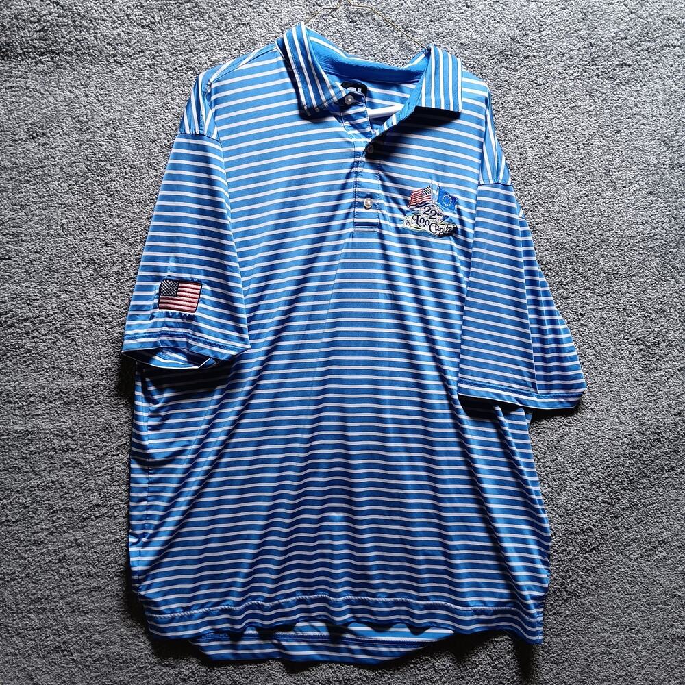 FootJoy Golf Shirt Men’s XXL Blue Striped Polo Performance